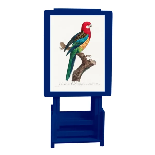 Juego de mesas auxiliares color azul con ilustraciones de Loros, The Eastern Rosella por Francois Levaillant.